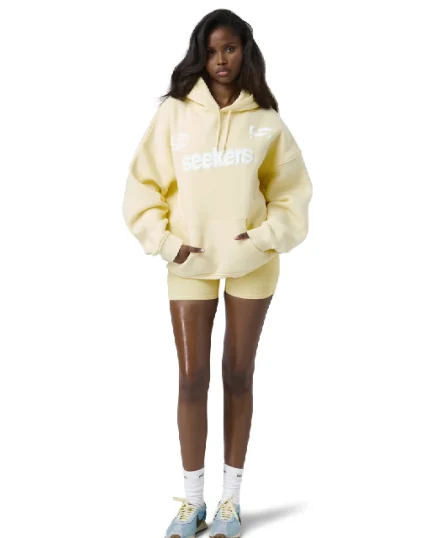 Hoodie in yellow color front side