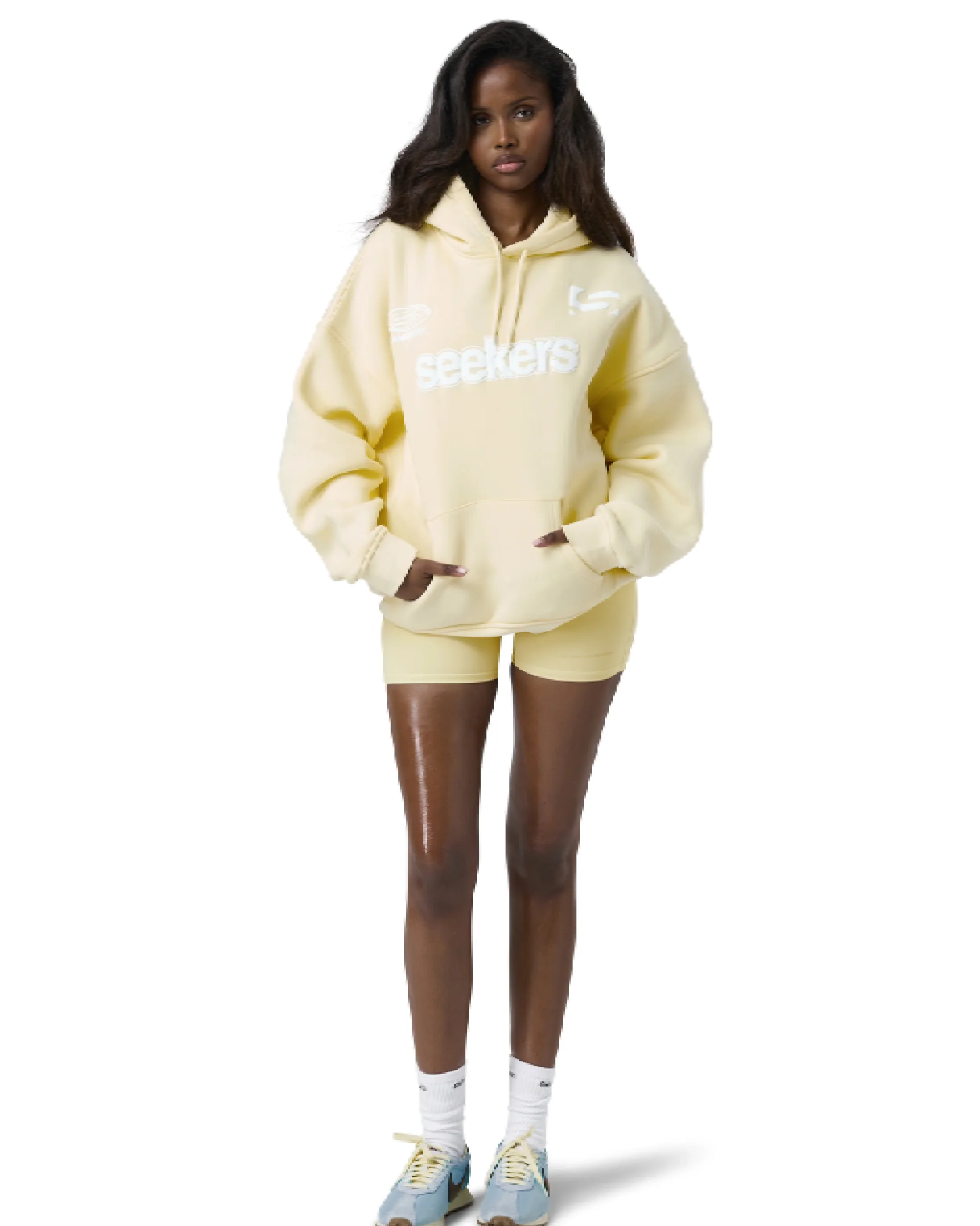 Hoodie in yellow color front side