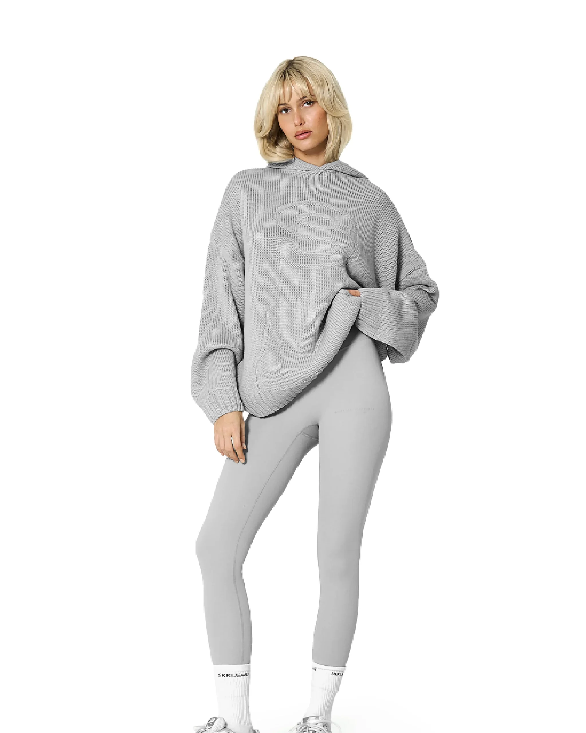 Hoodie in grey color front side