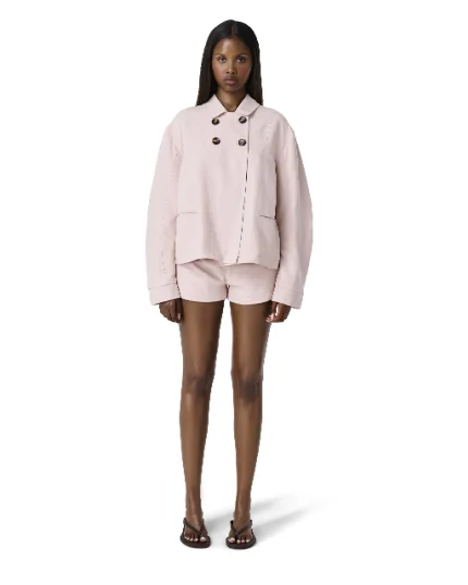 jacket in pink color front side